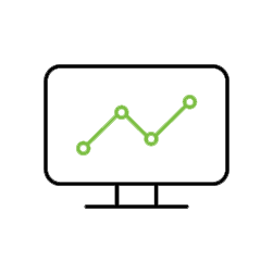 Icon with a line graph displayed on a screen to demonstrate data collection capabilities with a building management system