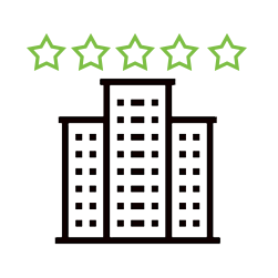 Building showing 5 star rating due to occupant comfort using a building management system