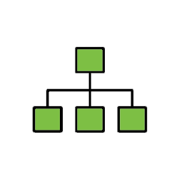 Icon showing hierarchy graph demonstrating the ability to expand your system with a building automation system